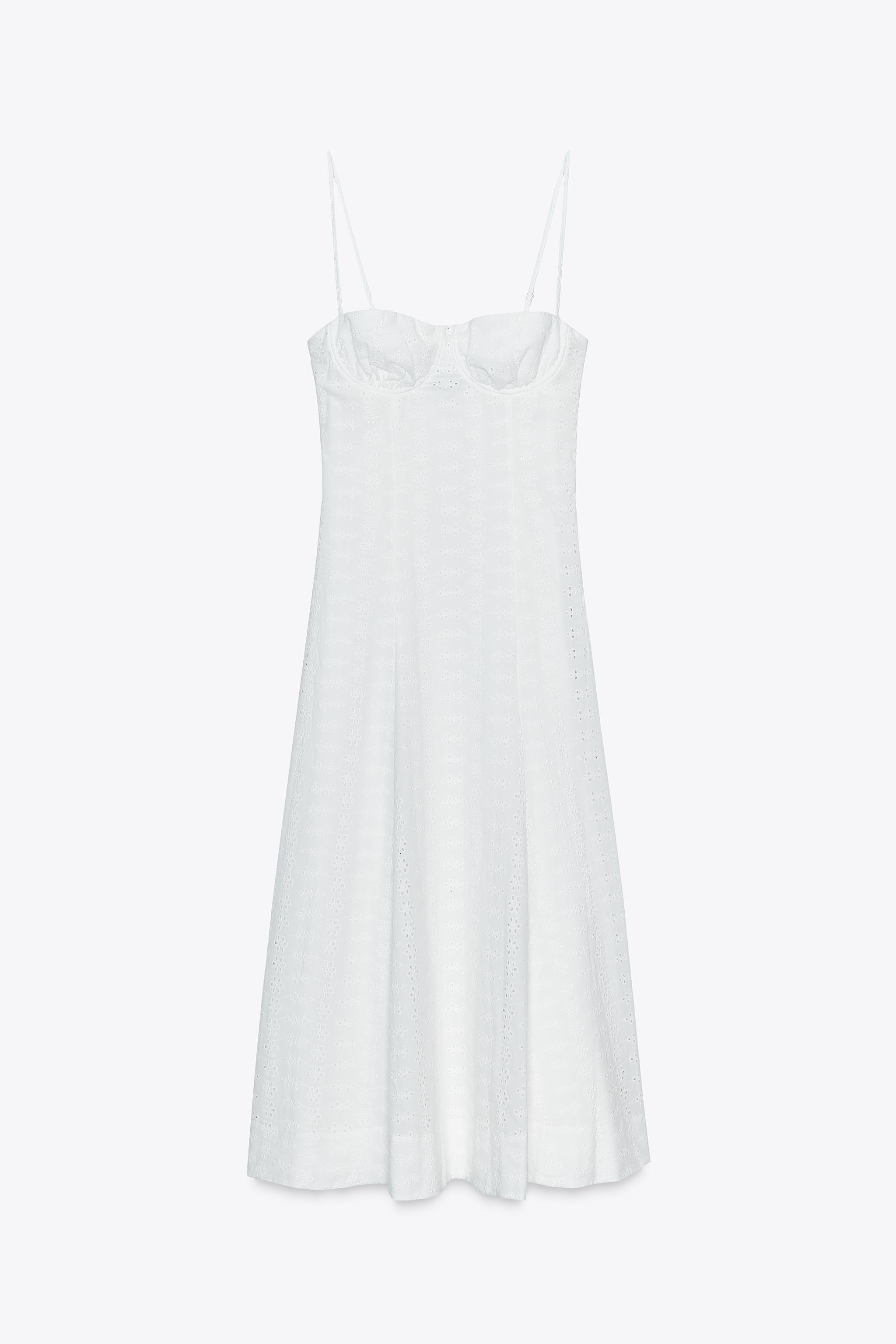 ROBE MIDI CORSET AVEC BRODERIES AJOURÉES