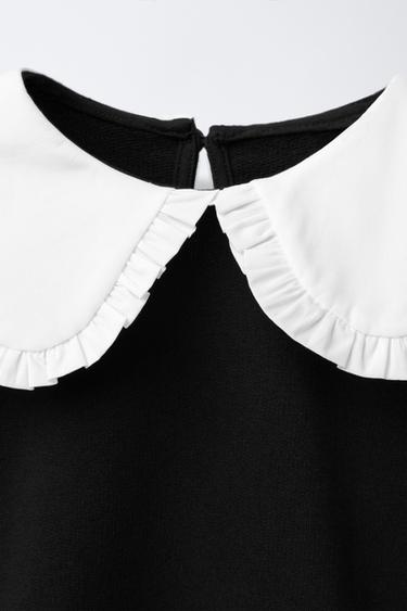 SWEATSHIRT WITH PETER PAN COLLAR - Black by Zara - Image 2