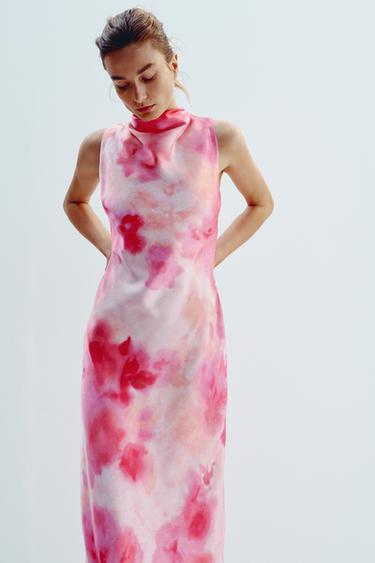 TIE-DYE SATIN MIDI DRESS - TYEFUXIA by Zara