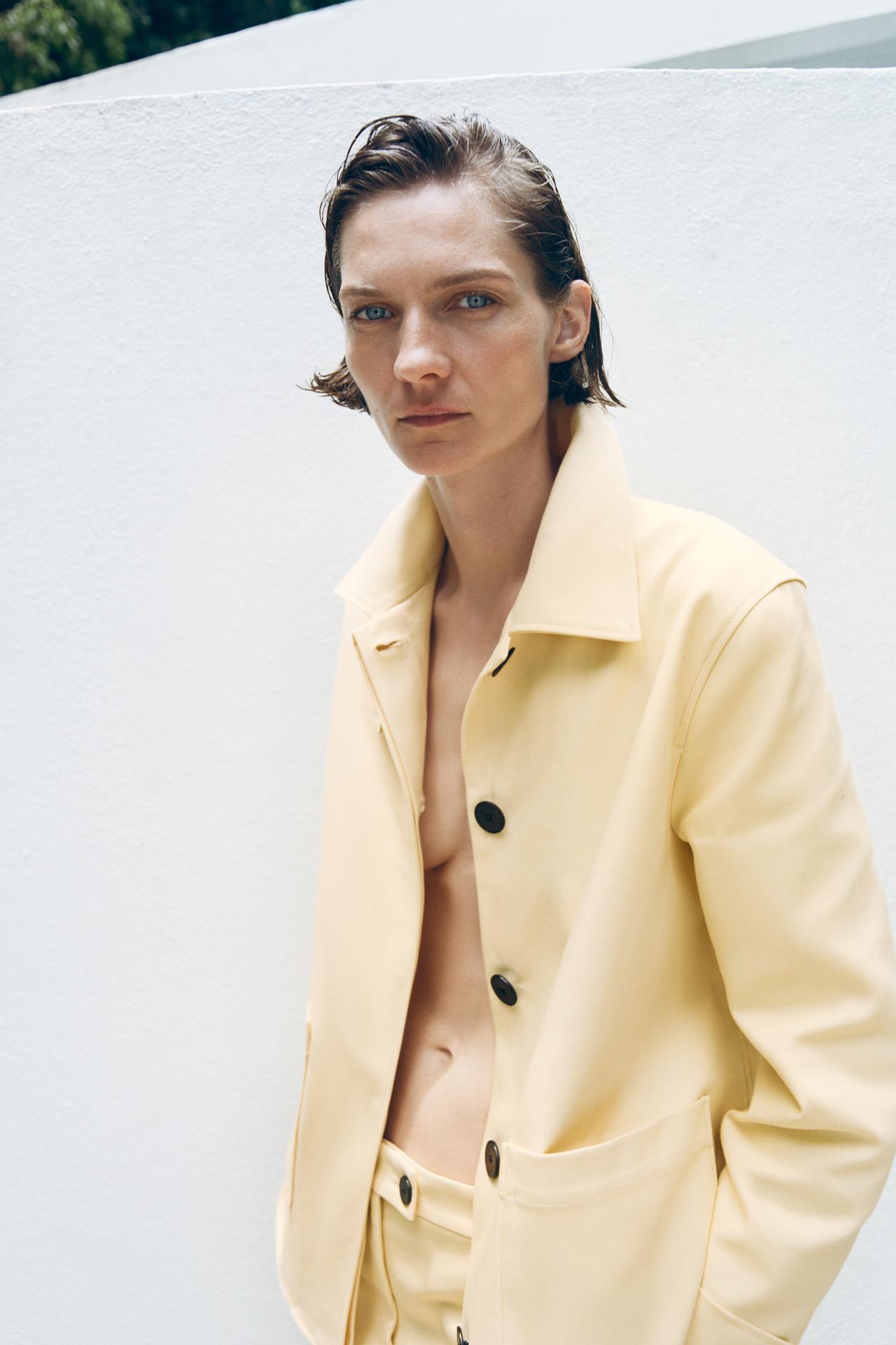 CASACO DE ALGODÃO ZW COLLECTION - Amarelo-claro da Zara