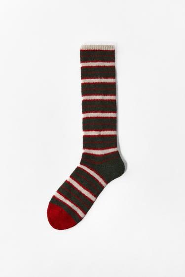 TALL STRIPED JACQUARD SOCKS - Green by Zara
