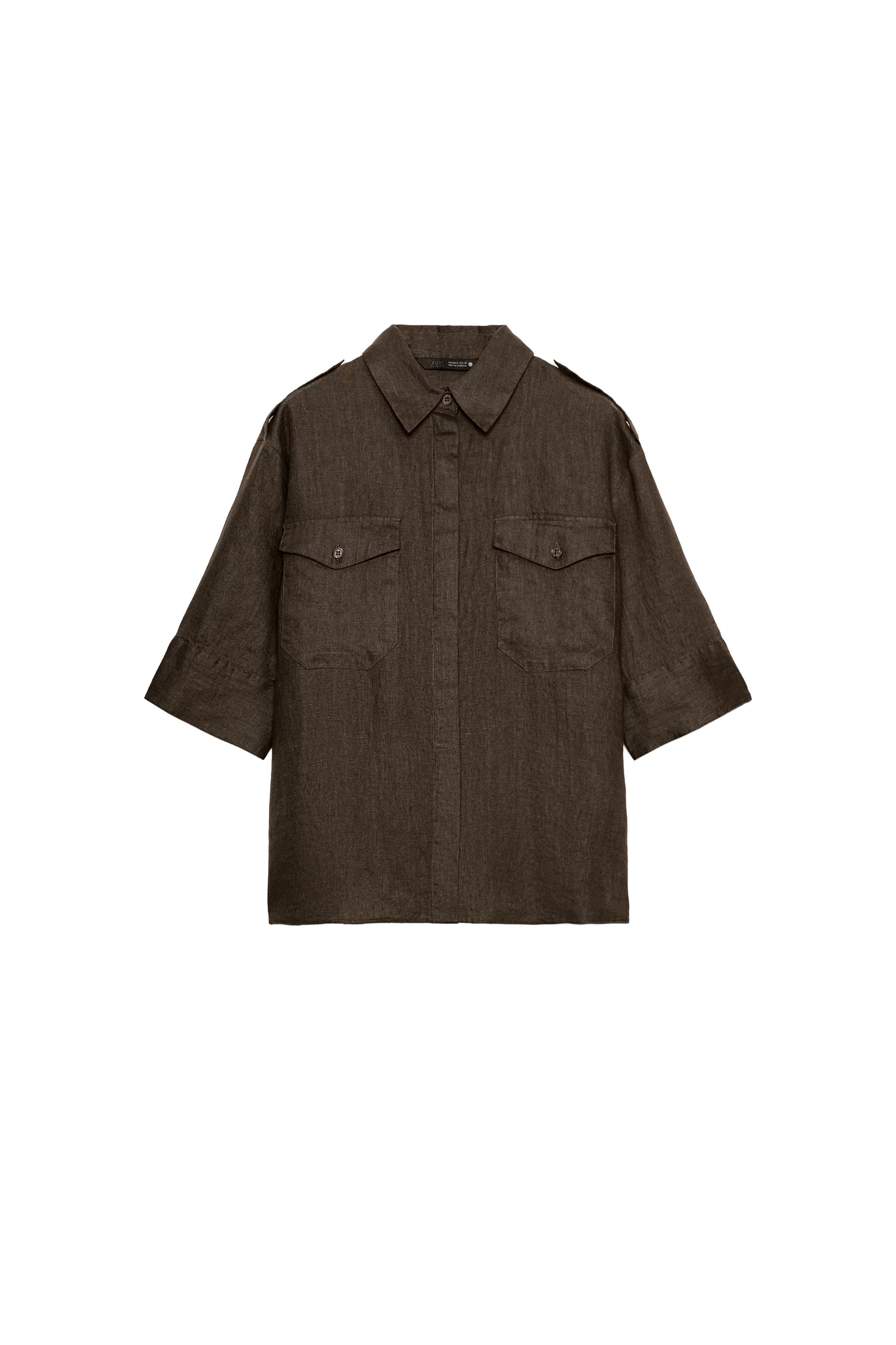 ZW COLLECTION LINEN POCKET SHIRT