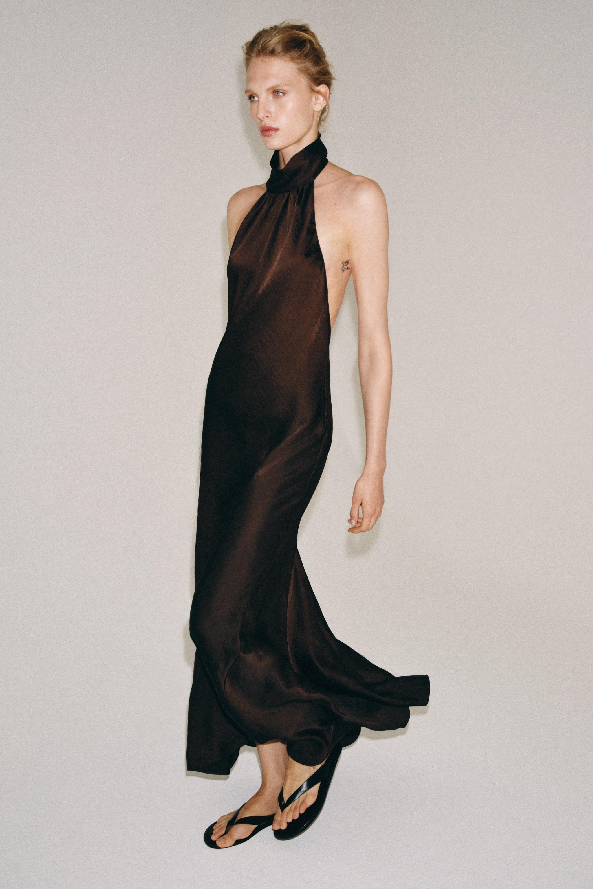 Женские платья Zara ZW COLLECTION HALTER NECK LONG DRESS