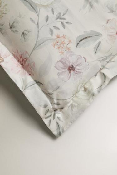 FLORAL PRINT SATEEN PILLOWCASE - Oyster-white by Zara - Image 3