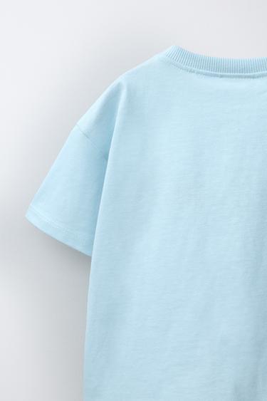 T-SHIRT BRODÉ À INSCRIPTION - Bleu ciel de Zara - Image 3