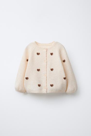 CHAQUETA PUNTO CORAZONES - Crudo medio de Zara - Imagen 0