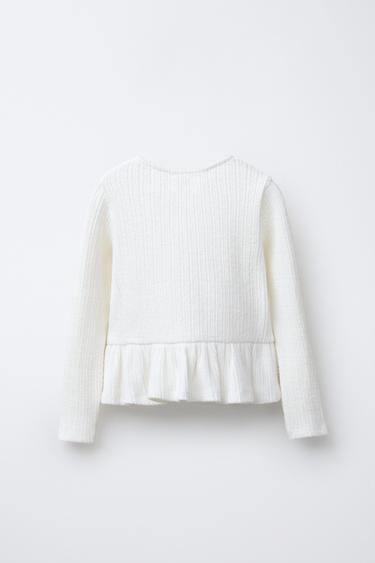 HAUT CÔTELÉ SOFT TOUCH À LACETS - Écru de Zara - Image 1