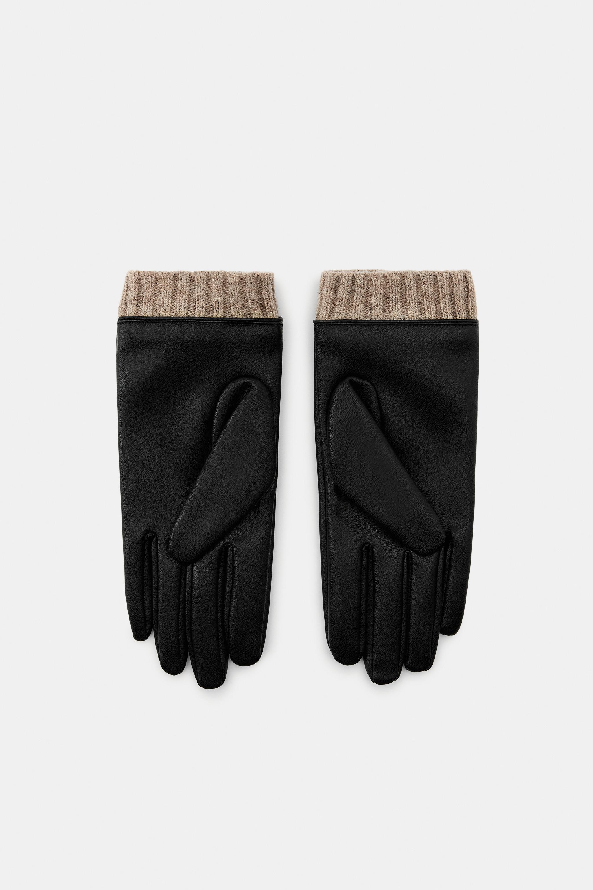 FAUX LEATHER GLOVES WITH WOOL