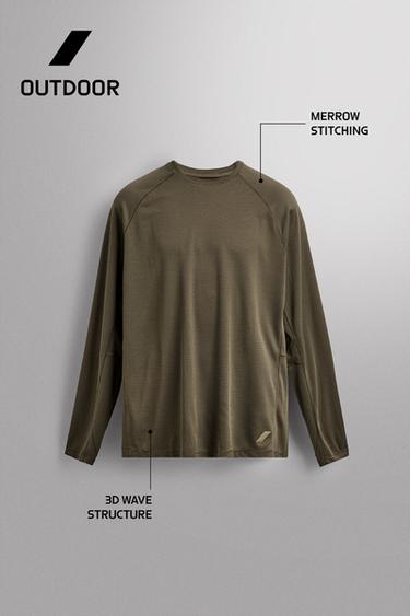 T-SHIRT TECHNIQUE GRAVEL MANCHES LONGUES - Vert moyen de Zara - Image 6