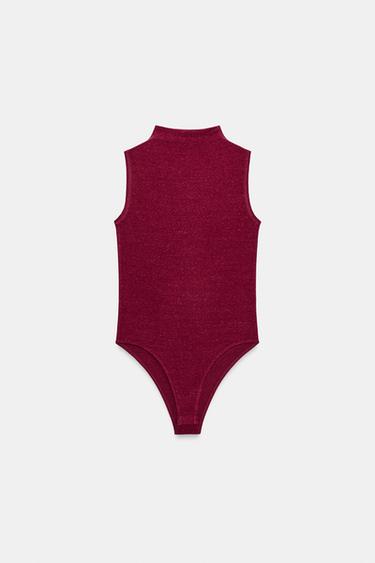 SLEEVELESS BODYSUIT — Maroon 2