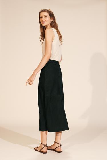 LIMITED EDITION MINIMAL SUEDE LEATHER SKIRT - Dark green by Zara - Image 2