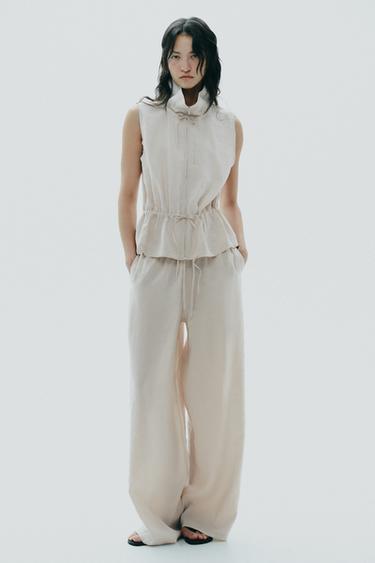 بنطلون منسدل بلاتزو - جليدي الخاص بـ Zara