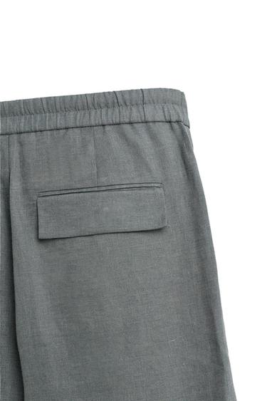 100% LINEN SUIT TROUSERS - washed green by Zara