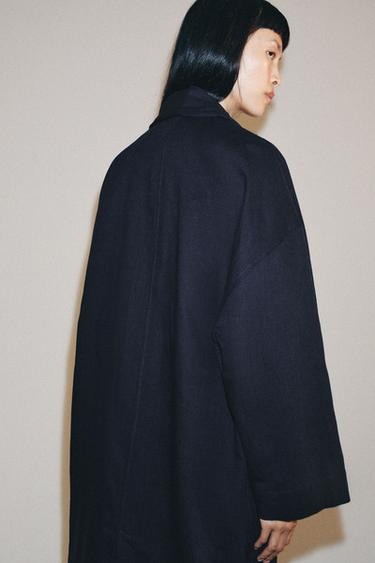 MANTEAU OVERSIZE AVEC LIN ZW COLLECTION - Bleu marine de Zara - Image 2