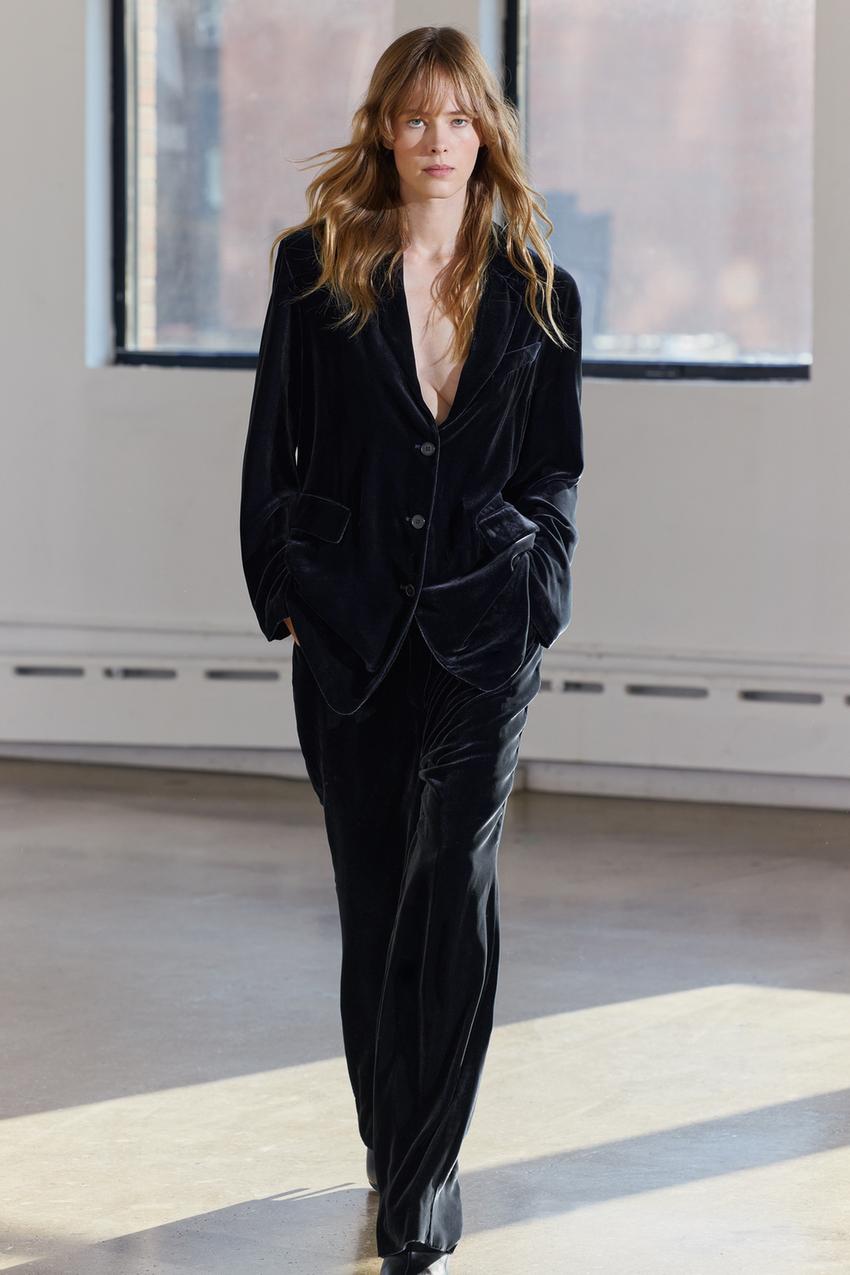 ZW COLLECTION ベルベットブレザー - グレー | ZARA Japan / 日本