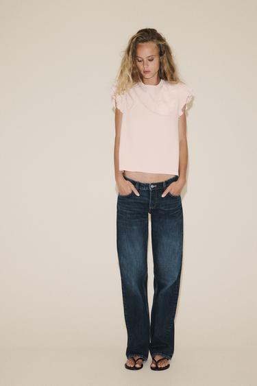 T-SHIRT ROSAS EM RELEVO - Rosa da Zara