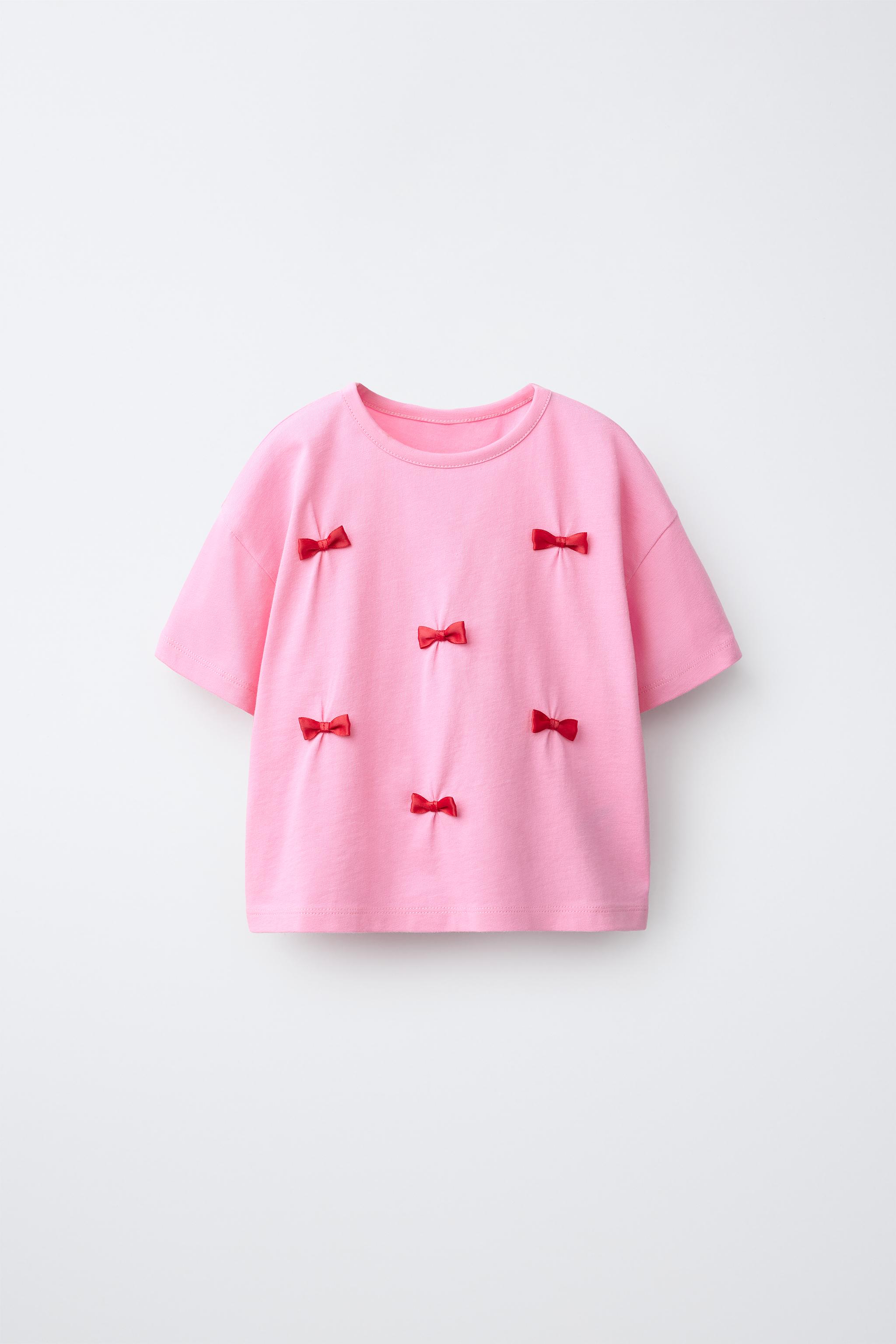 BOW T-SHIRT — Bubble gum