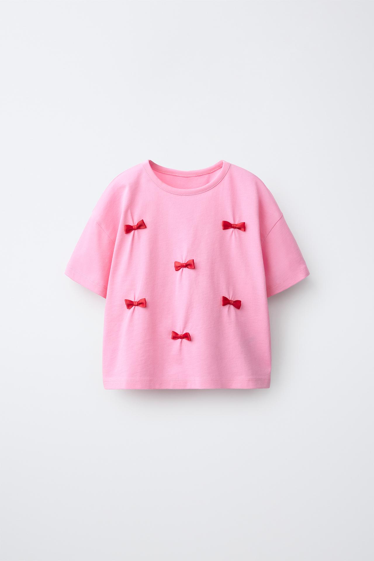 BOW T-SHIRT — Bubble gum