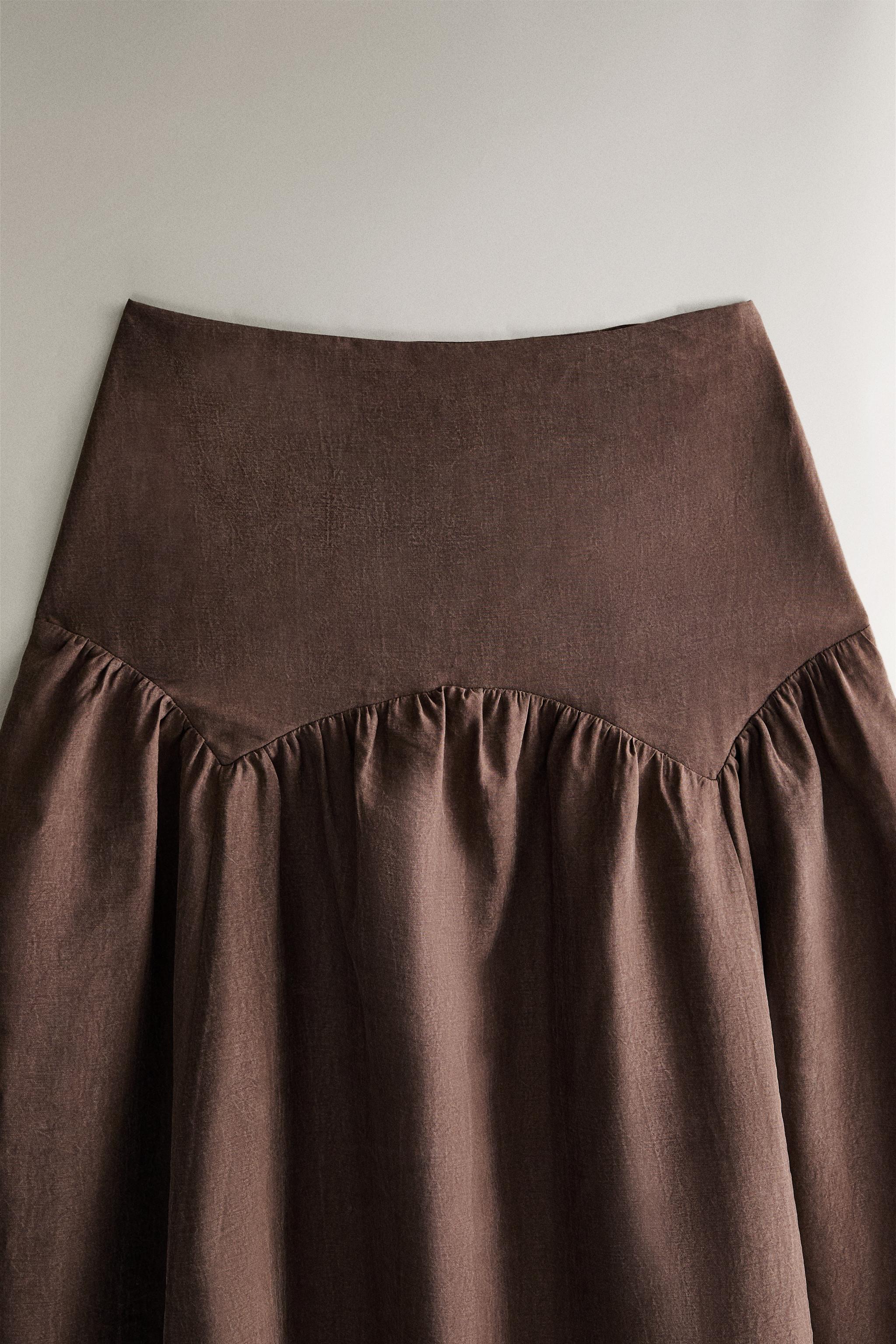 ZARA HOME ヨーク ミディスカート　新品、未使用 ヨーク ミディスカート - ブラウン | ZARA Japan / 日本