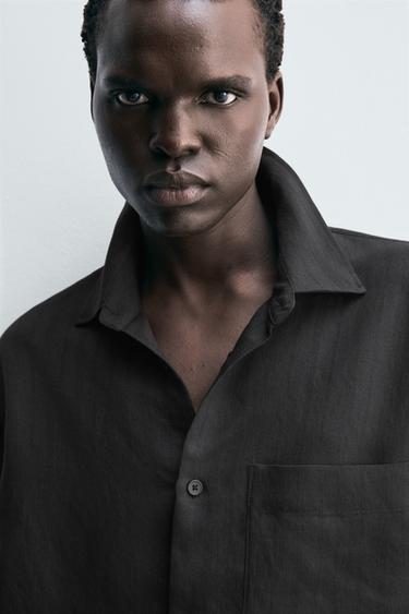 STRIPED FLOWING SHIRT - Black by Zara - Image 5