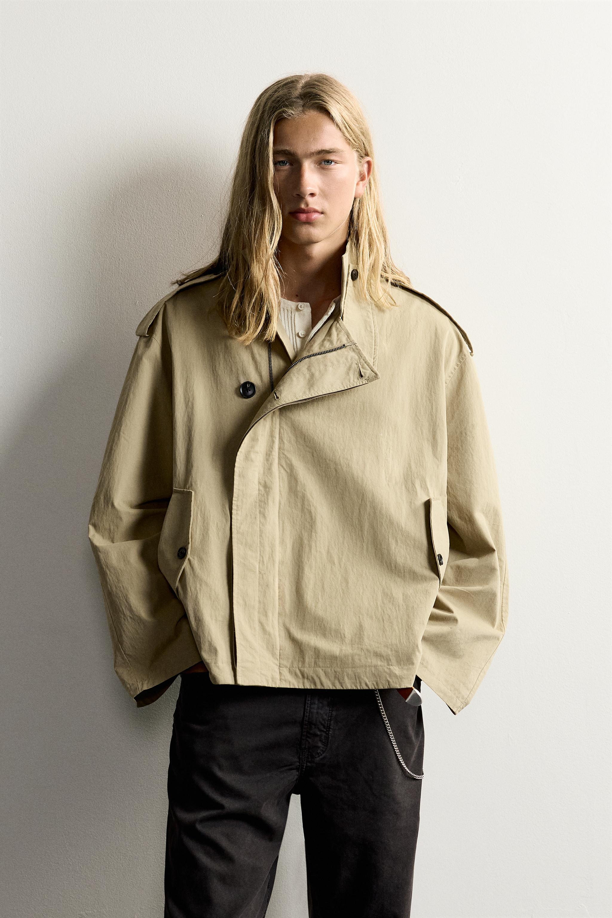 CROPPED TECHNICAL TRENCH COAT — Sand