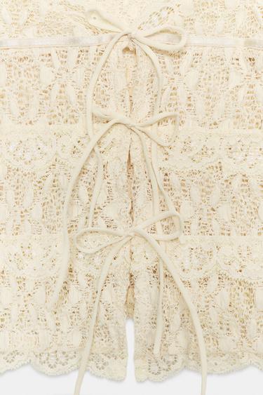 TOP DENTELLE NŒUDS - Jaune clair de Zara - Image 6