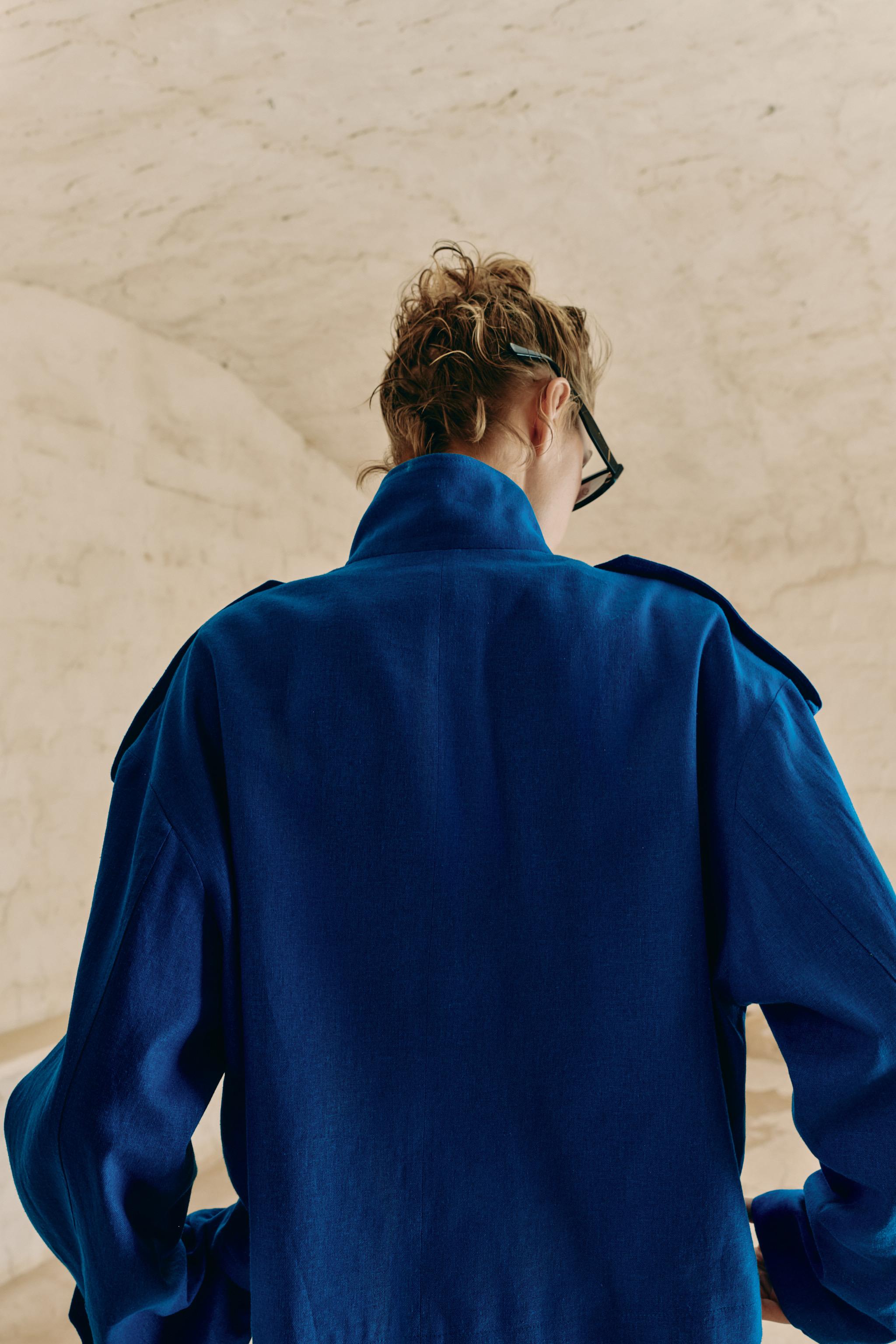 HIGH COLLAR LINEN JACKET