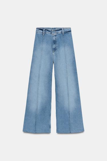JEANS ZW COLLECTION TAILORED WIDE LEG CINTURA ALTA - Azul-claro da Zara