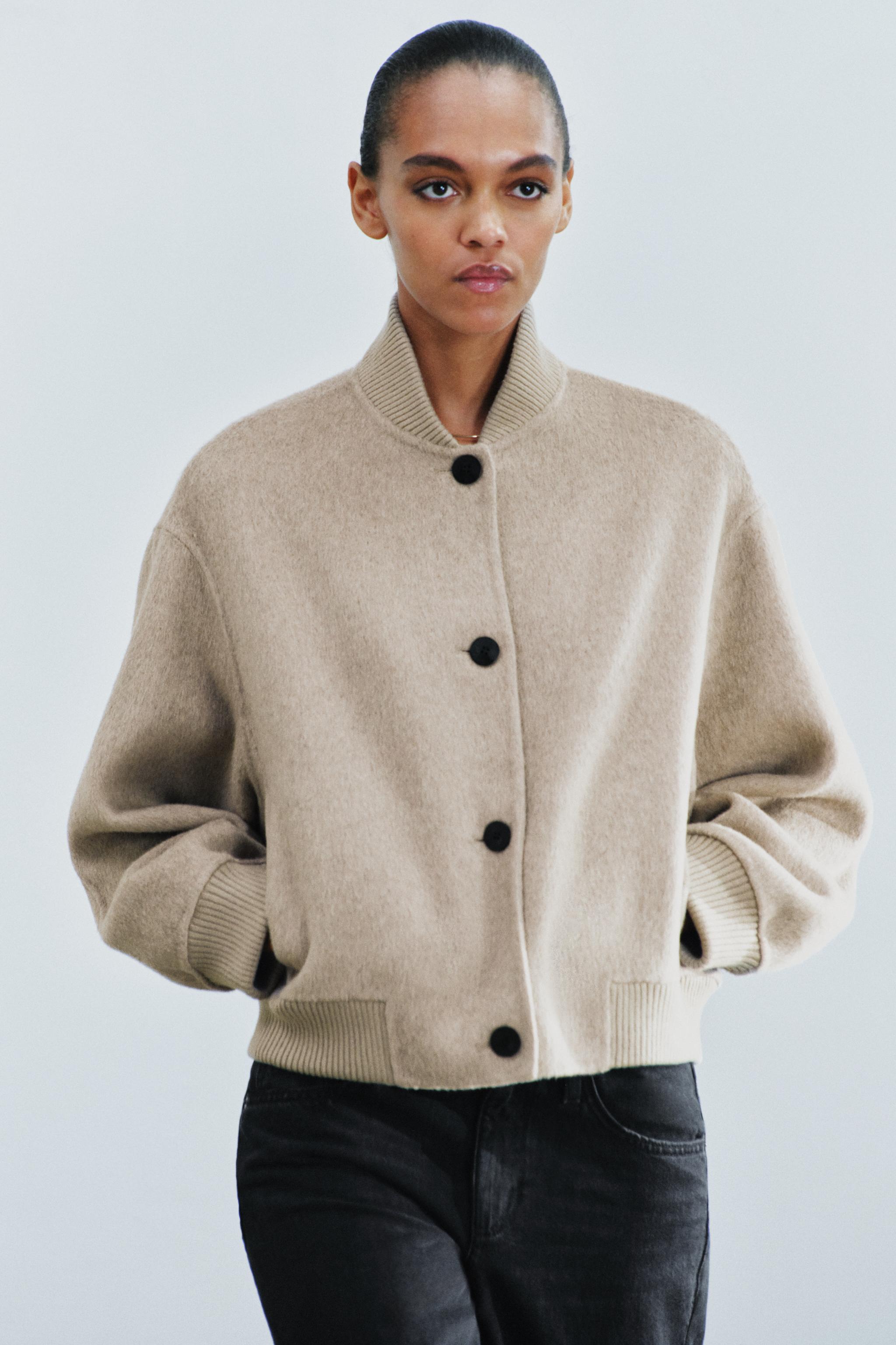 ウール混ボンバージャケット ZWコレクション - ストーン | ZARA Japan