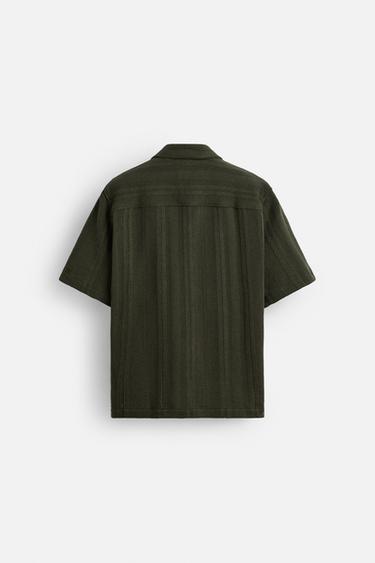 CHEMISE À TEXTURE AVEC RAYURES - Vert de Zara - Image 8