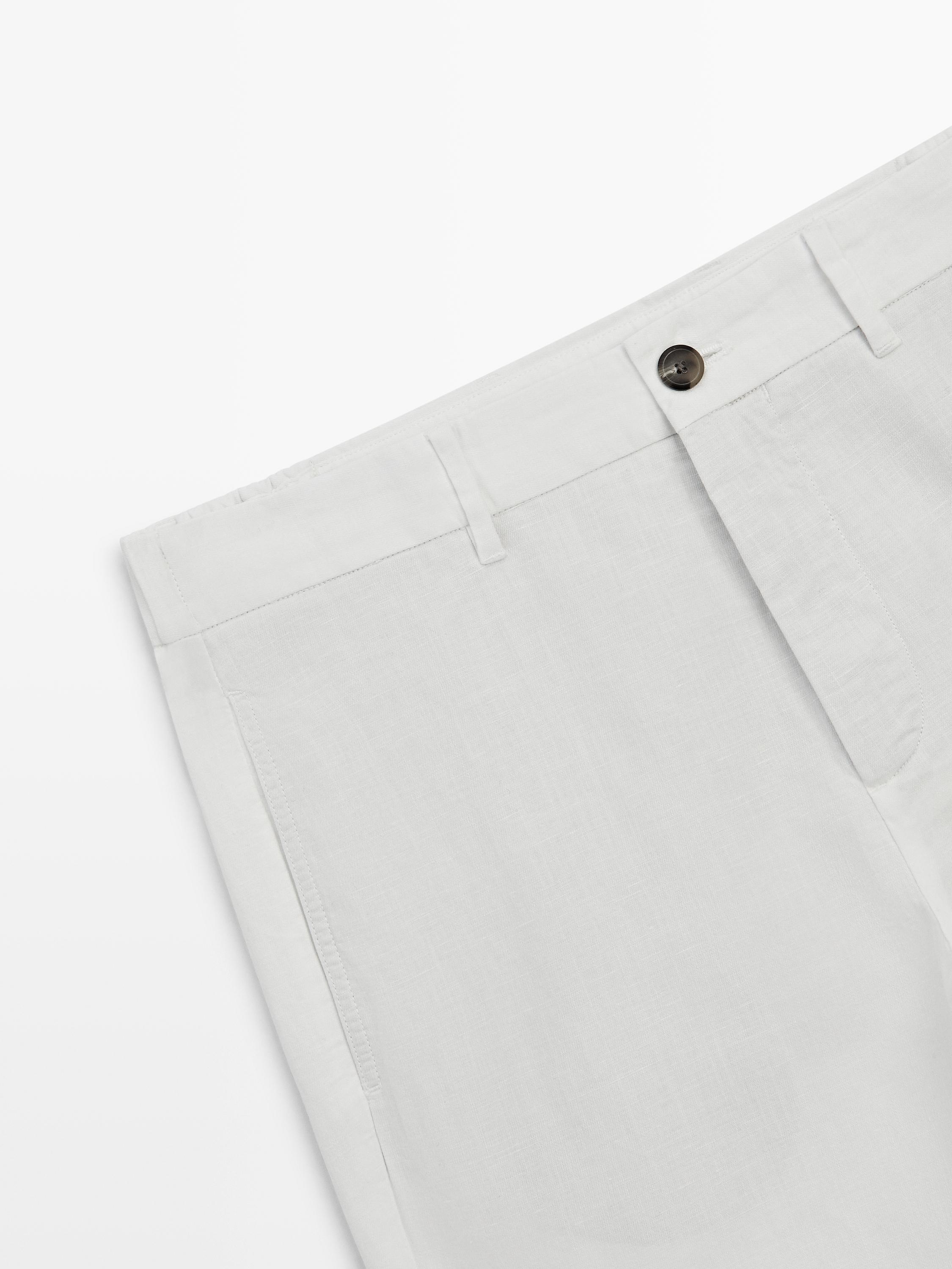 Pantalon tapered fit lin