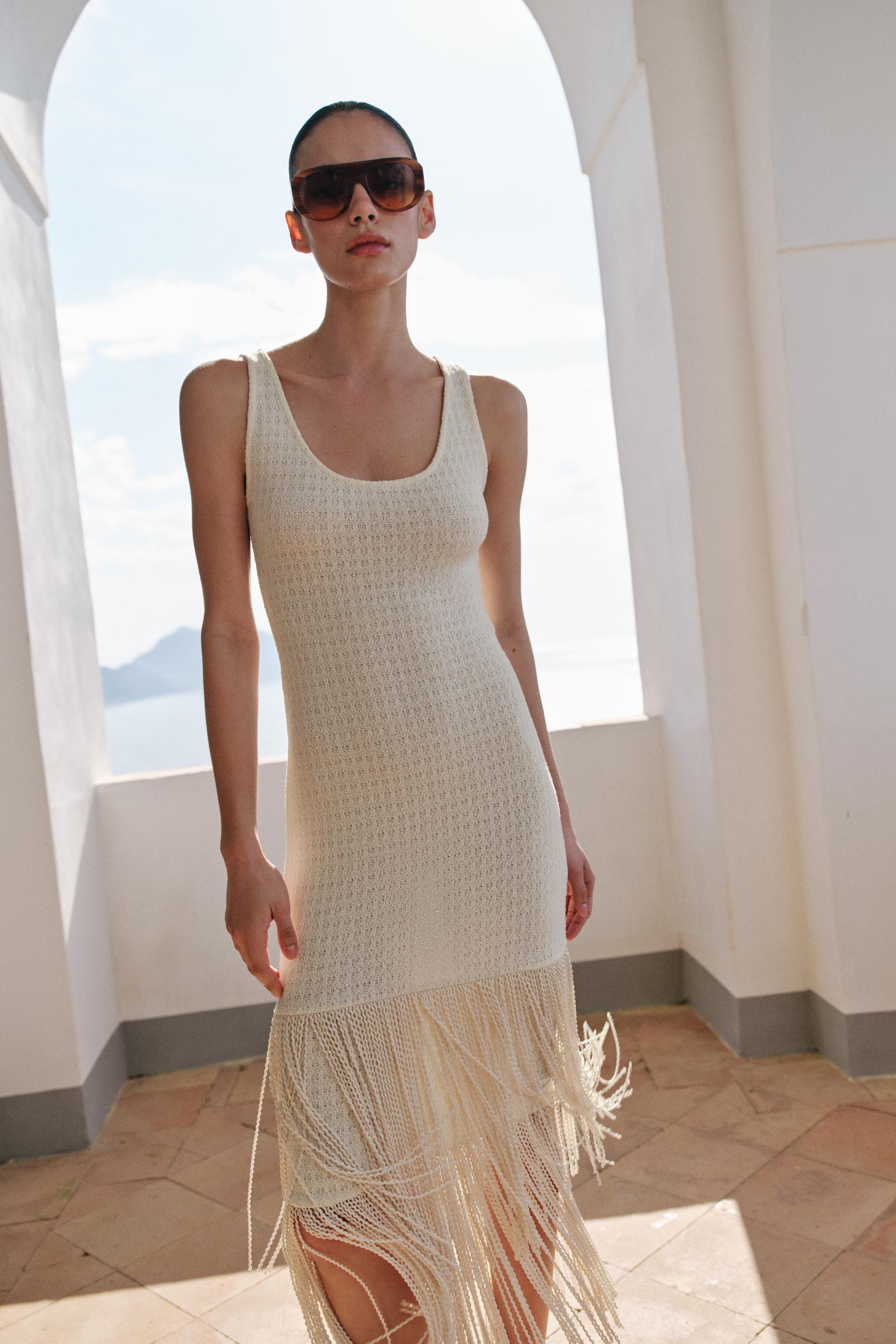 TEXTURED FRINGED DRESS