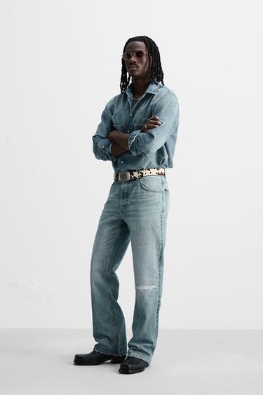 RIPPED FLARED FIT JEANS - Mid-blue by Zara - Image 3