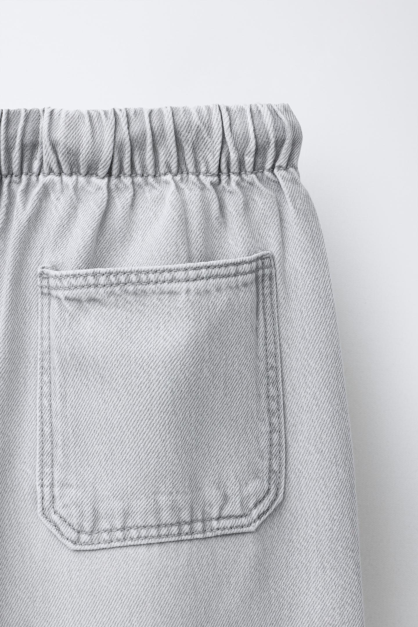 Детские джинсы Zara Wide Leg Jeans with Drawstrings, цвет: Серый — фото 4