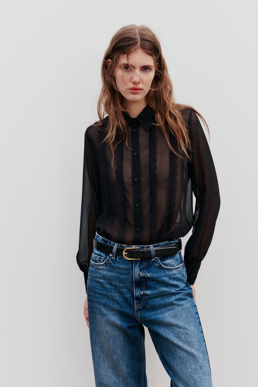 NWT Zara Sheer Black Lace Bra Size S