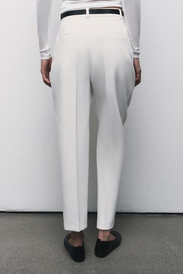 PANTALON DROIT AVEC CEINTURE - Écru de Zara - Image 2