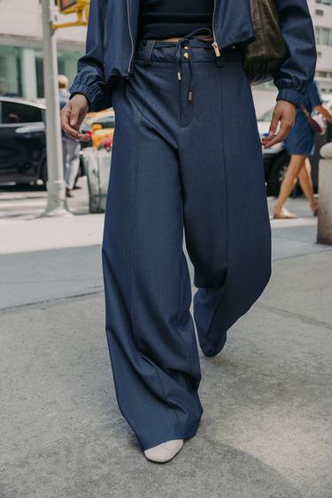 Zara WIDE LEG PANTS - Indigo