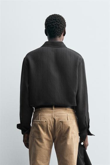 STRIPED FLOWING SHIRT - Black by Zara - Image 2