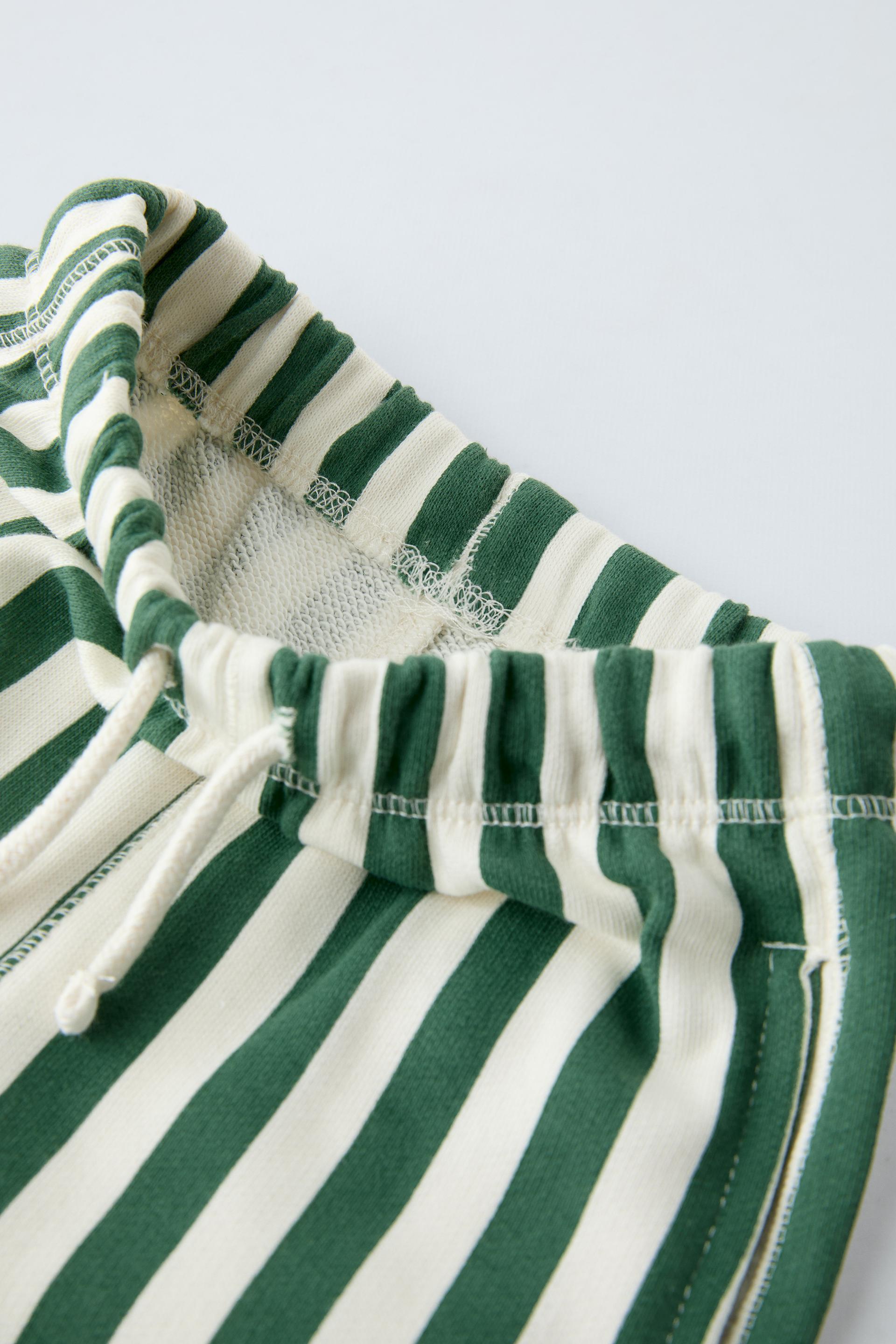 PLUSH STRIPED SHORTS - Green