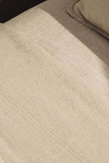 WASHED LINEN FLAT SHEET (160 GxM²) - Light beige by Zara - Image 5