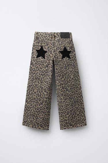 JEANS WIDE LEG ANIMAL PRINT Y ESTRELLAS  - Leopardo / Tostado de Zara
