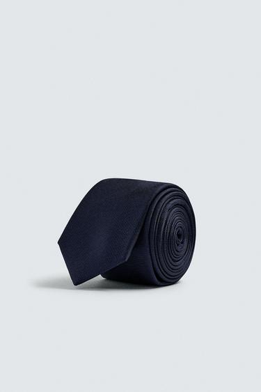 Zara LACİVERT - %100 İPEK SLIM KRAVAT