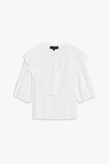 POPLIN SHIRT WITH PETER PAN COLLAR - White by Zara - Image 4