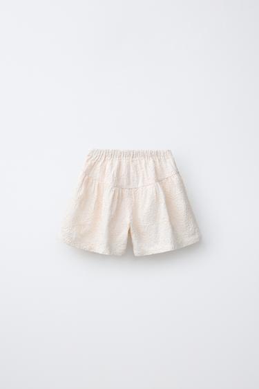 SHORT À FLEURS BRODÉES - Écru de Zara - Image 1