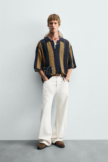 CROCHET PATCH SHIRT - Navy blue by Zara - Image 0
