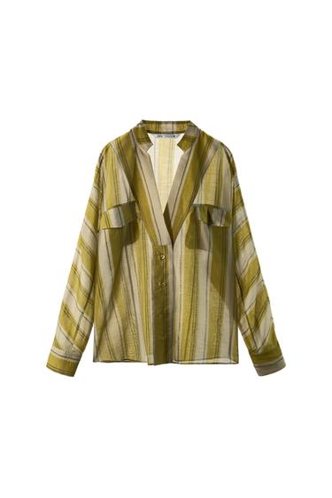 ZW COLLECTION STRIPED SHIRT - Green stripe by Zara