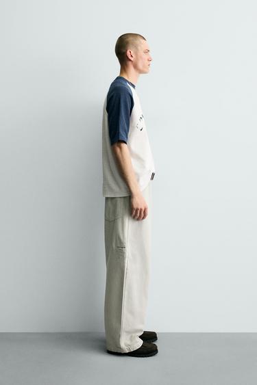 COLOUR BLOCK PRINT KNIT T-SHIRT - Ecru by Zara - Image 3