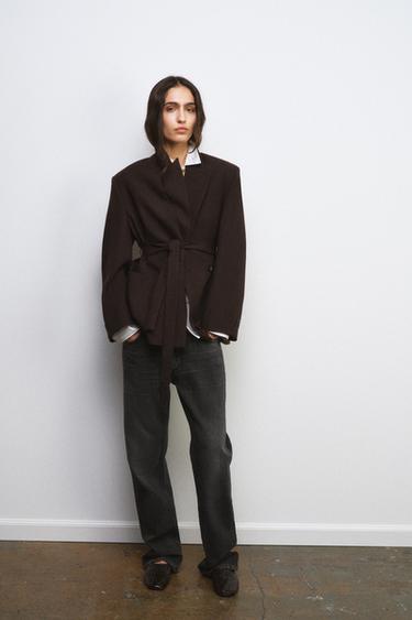 BLAZER 100% LANA CINTURÓN ZW COLLECTION LIMITED EDITION - Khaki de Zara - Imagen 0