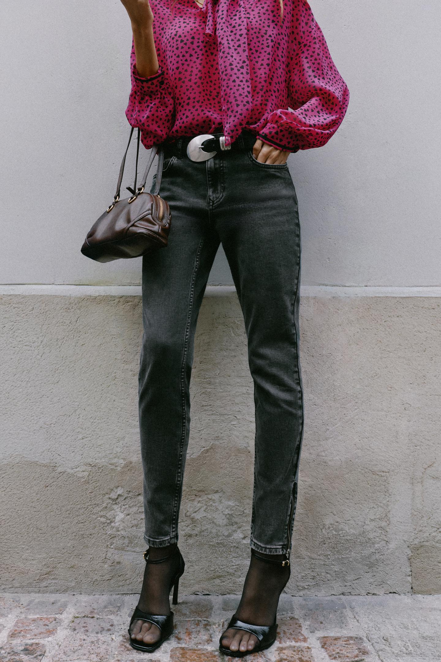 Женские джинсы Zara Z1975 Low Rise Skinny Zipper, цвет: Чёрный — фото 2