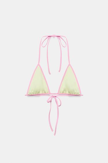 HAUT DE BIKINI TRIANGULAIRE CONTRASTÉ - Jaune de Zara - Image 8